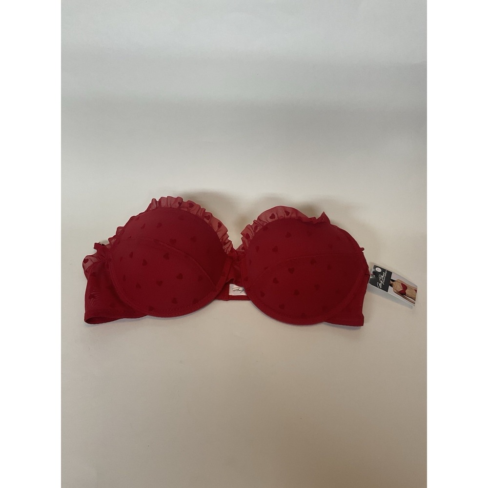 Marilyn Monroe Bra 36 C Red Ruffle Pushup Underwire Sexy Heart NWT